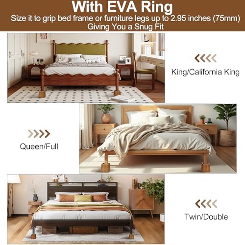 Wooden Bed Risers 4 Inch Heavy Duty, Support 2500 lbs, Retro Brown - Image 3