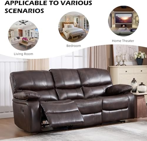 EBELLO Faux Leather Manual Recliner Set, Americana Minimalist 1-Seat Chair and - Image 6