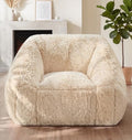 Hobestluk Bean Bag Chair Plush Accent Chair Armrest Living Room Adult Beige by YourHomeDeservesMore
