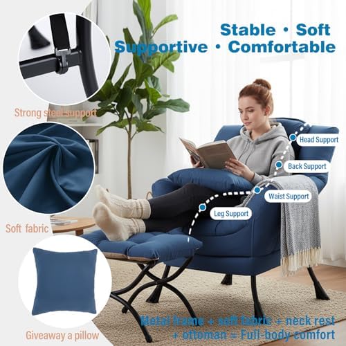 Lazy Chair with Ottoman, Comfy Reading Chair - Image 3