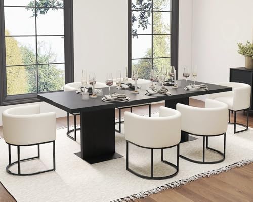 HNY Mid Century Modern Upholstered Barrel Dining Chairs - Image 6