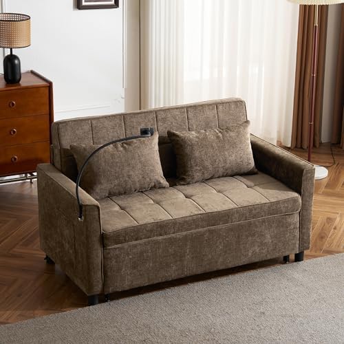 3 in 1 Convertible Sleeper Sofa Bed, 56.9" Small Pull Out Couch Bed - Image 3