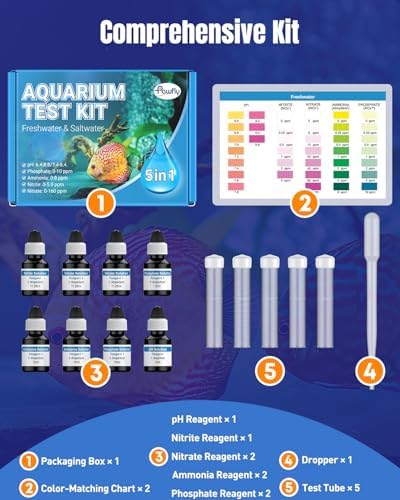 Pawfly 5 in 1 Aquarium Water Master Test Kit, Fish Tank Water Testing Kit - Image 3
