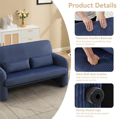 WUTUTUEE 56'' Corduroy Loveseat Sofa, 2 Seater Love Seat Couch - Image 4