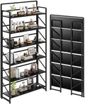JSB 6 Tier No Assembly Folding Bookshelf, 30.3" Wide Foldable Storage Bookcase by HomeFurniture