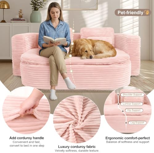 75'' Folding Sleeper Sofa Bed, Memory Foam Boneless Couch - Image 3