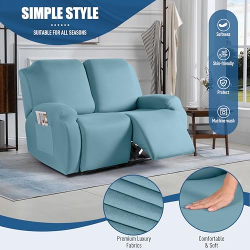 TAOCOCO Recliner Loveseat Slipcover, 2 Pieces Polyester Fabric Stretch Sofa - Image 2