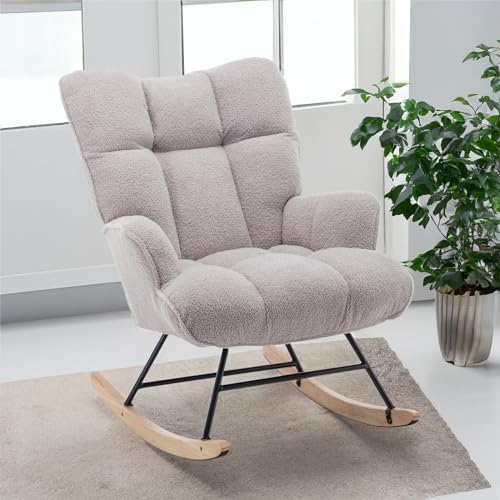 SAETSFEG Nursery Rocking Chair Teddy, Upholstered Glider Rocker by SAETSFEG
