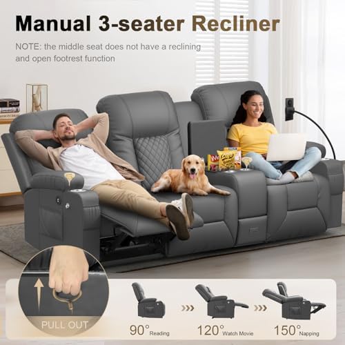 YONISEE Loveseat Recliner Sofa, 3 Seat Reclining Sofa - Image 3