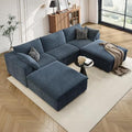 118" Cloud Couch Modular Sectional Sofa, Boneless U-Shaped Deep Seat Couch by MAKIAAP