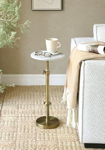 Adjustable 10" White Marble Drink Table - Image 2