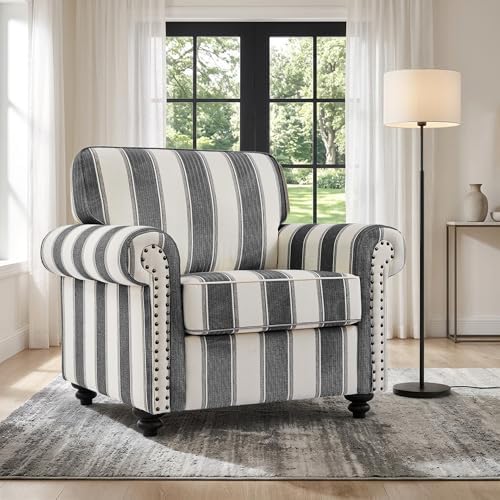 Striped Accent Chair, Comfy Reading Armchair by DREAMSIDEA