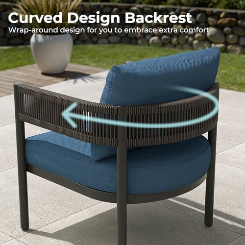 Grand patio 5-Piece Outdoor Furniture Set, 4 Seats, Peacock Blue - Image 6
