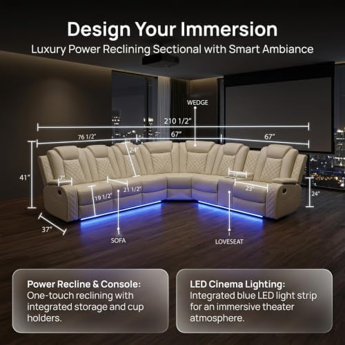 Breathing Leather Reclining Sofa Set, Power Recliner Sectional Couch - Image 2