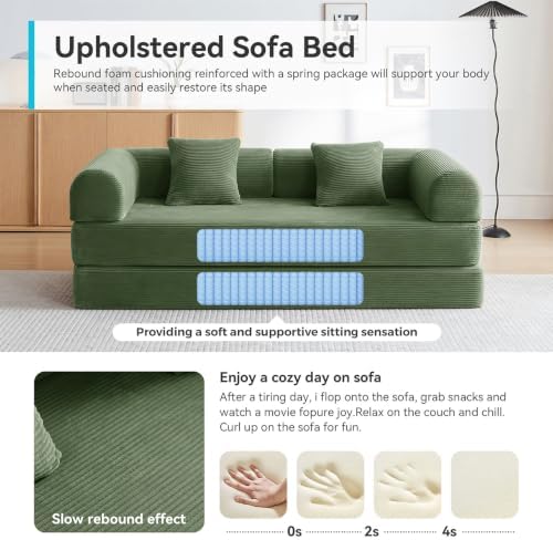 79" Convertible Futon Sofa Bed, Boneless Couch - Image 5