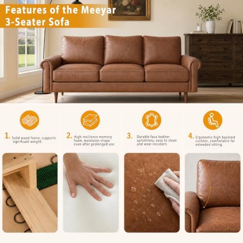 Faux Leather Couch - Image 6