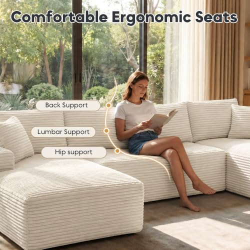 125" Modular Sectional Sofa Couch, U-Shaped Boneless Couch - Image 3