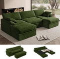 107" Boneless Couch with Storage, 48.6" Extra Deep-High Seat Modular Sectional by LOOFRA
