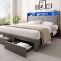 Allewie King Bed Frame with 2-Tier Storage Headboard, Charging Station & LED by Allewie