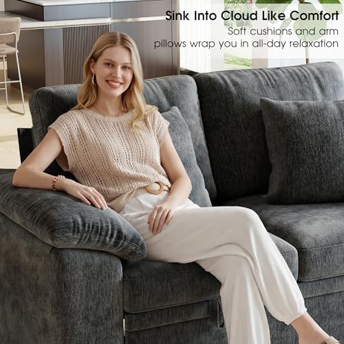 WorthFurni 61” Pull Out Couch, 2 in 1 Sleeper Sofa Bed - Image 4