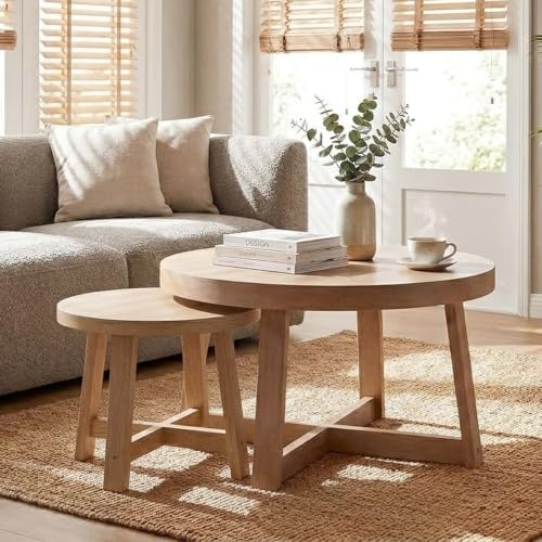 WILLIAMSPACE Round Wooden Nesting Coffee Table Set of 2 by fromNewJersey