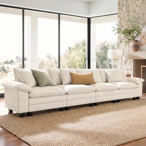 SUNSHINE VALLEY 157.5" 4-Seat Straight Modular Cloud Couch Sectional Sofa by SUNSHINEVALLEY