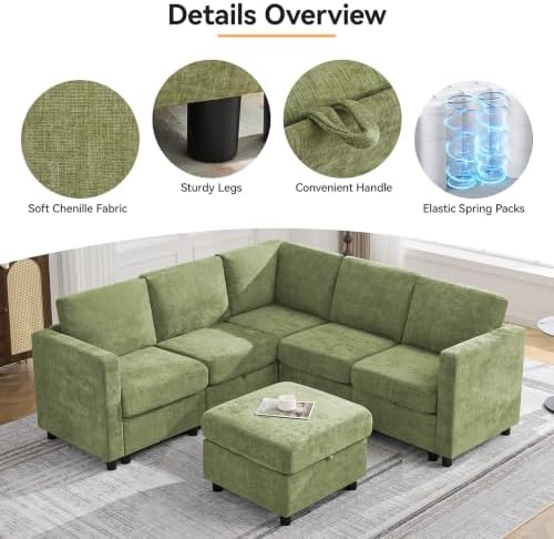 81'' V Shaped Modular Sofa, Storage Sectional Couch - Image 4