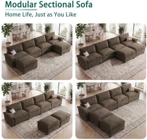 140" Modular Sectional Couch, U Shaped Cloud Sofa - Image 6