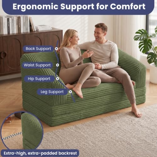 JUIKURY Convertible Sofa Bed, 3-in-1 Foldable Loveseat Couch - Image 6