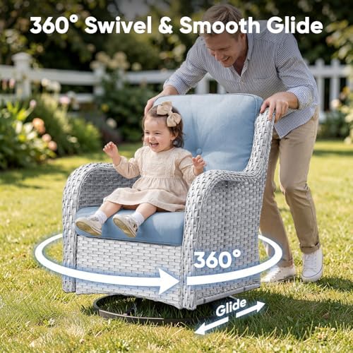 Belord 5 Piece Wicker Patio Furniture Set, Outdoor Swivel Rocker Chairs Set of 2 - Image 4