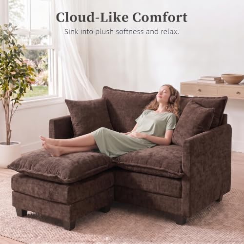 2-Seater Loveseat Sofa with Ottoman, Pet-Friendly Chenille, Washable Pillows - Image 4