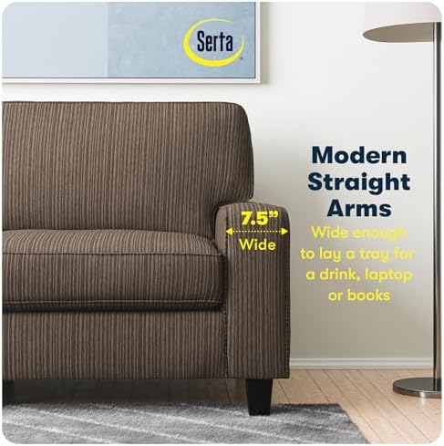 Serta Palisades 61" Track Arm Sofa, Easy Care Polyester, Soft Pillow Back - Image 6