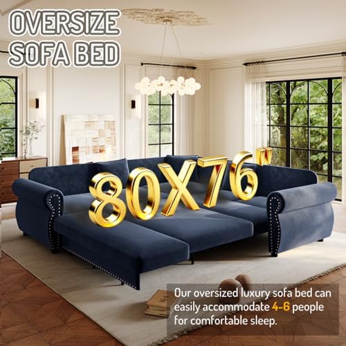 88.2" Chenille Vintage L-Shaped Pull-Out Sectional Sleeper Sofa Bed - Image 6