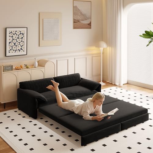 66" Futon Sofa Bed Queen Size, 3-in-1 Convertible Sleeper Sofa - Image 2