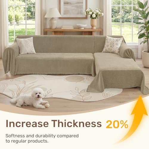 2 Pieces Sectional Couch Covers L Shaped Cover XXL Quicksand - Image 3