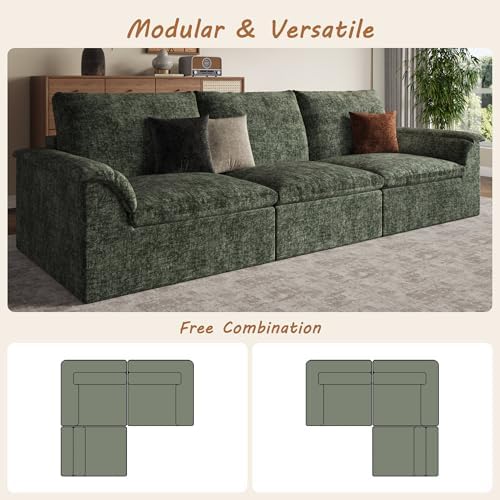 EASE MOOSE Boneless Couches for Living Room, 3 Seat Sectional Sofa - Image 5