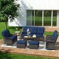 8 Piece Outdoor Wicker Patio Furniture Set, Outdoor Swivel Rocker Patio Chairs by Gardenbee