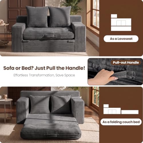 Boneless Couch, 4-in-1 Convertible Sofa Bed, Boneless Loveseat Sleeper - Image 4