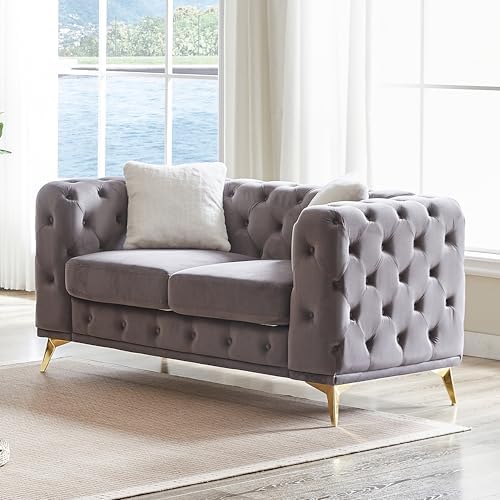KEIKI 61" Luxury Oversized Velvet Chesterfield Sofa - Image 3