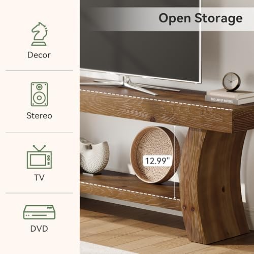 63" Solid Wood TV Stand for 55/60/65/75" TVs, Farmhouse TV Console, Low - Image 6
