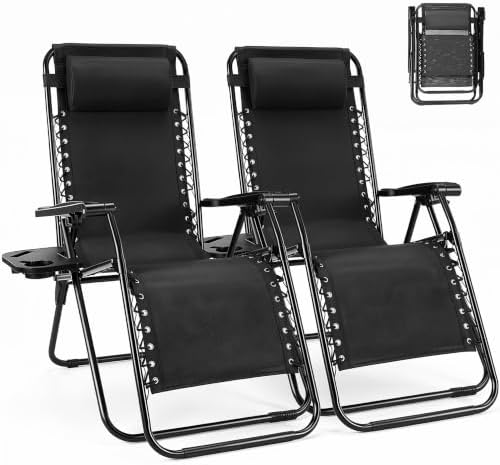 NEWBULIG Zero Gravity Chairs Set of 2, Folding Lounge Recliner Chair by NEWBULIG