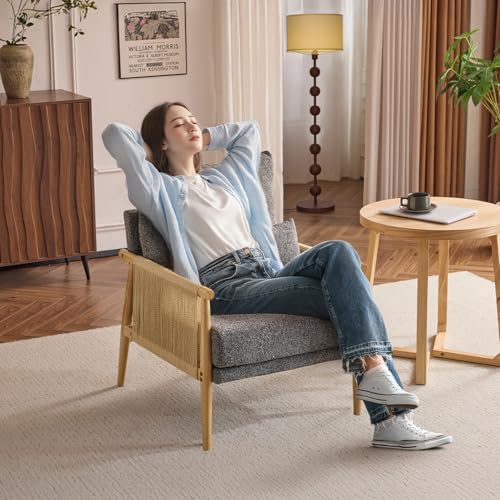 VINGLI Boho Braid Accent Armchair, Mid-Century Modern Chiar - Image 5