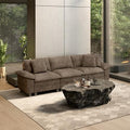 HERA'S HOUSE 124" Oversized Modular Sectional Straight Sofa, Chenille Taupe by HERASHOUSE