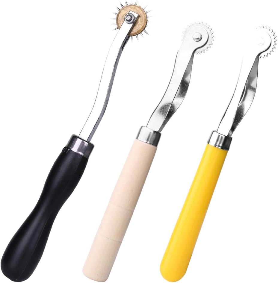 LUNARM 3 Pcs Tracing Wheel Sewing Tool, Needle Point Tracing Wheel, Random Color Tracing Wheel Sewing Tool, Stitching Wheel Tool for Leathercraft, Professional Stitch Marking Spacer