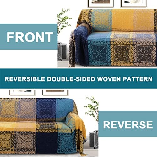 Boho Couch Cover Bohemian Throw Blanket Chenille Jacquard Tassels Throw - Image 6