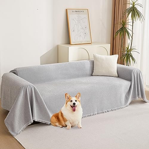 MYSKY HOME Light Gery Chenille Sofa Cover by MYSKYHOME