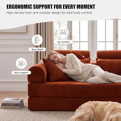 79" Memory Foam Sofa Bed, High Headrest Convertible Futon Boneless Couch - Image 5