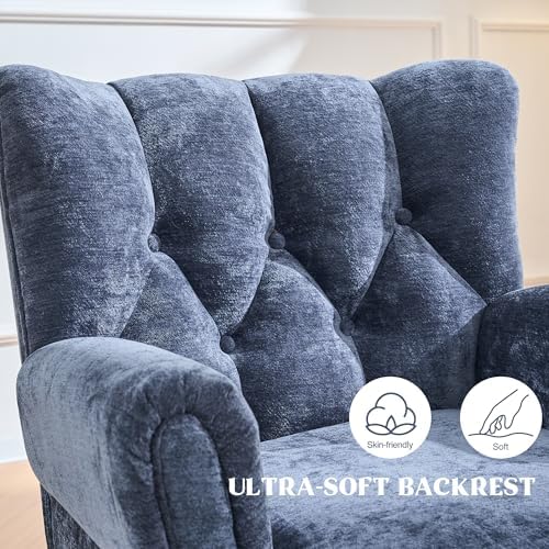 Chenille Wingback Accent Chairs Set of 2, Mid-Century Modern Living Room - Image 7