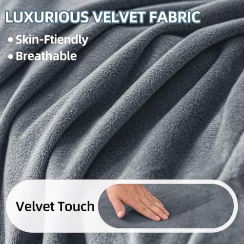 Luxury Velvet Sofa Covers for 2 Cushion Couch, Light Grey - Image 4