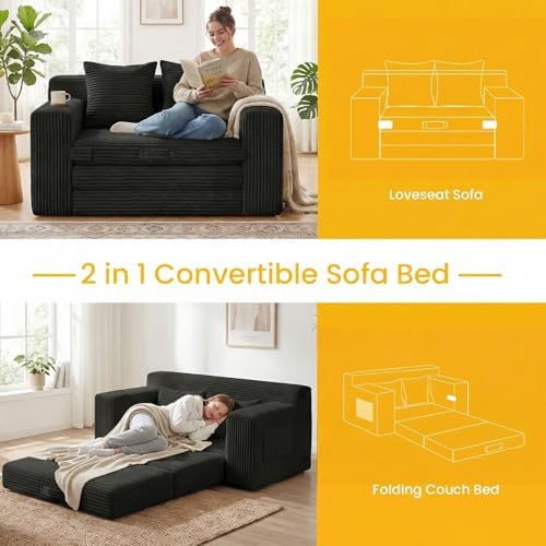 Boneless Couch, Boneless Loveseat Sleeper Sofa Bed – 3-in-1 Convertible Couch - Image 4
